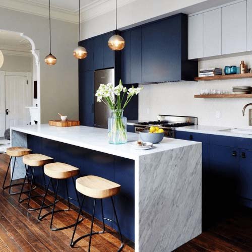 Indigo and White Colour Combinations for Kitchen