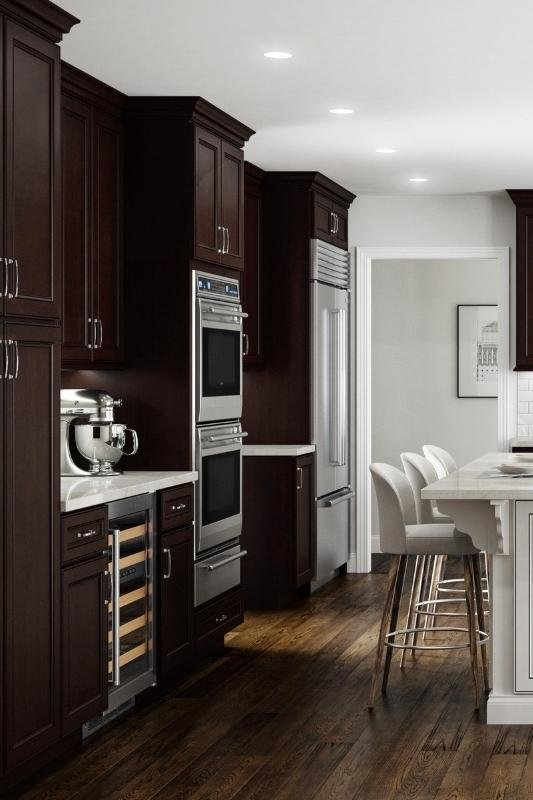 Dark Brown & White - Colour Schemes for Kitchens with Dark Cabinets