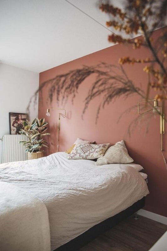 Burnt Orange and Ivory Colour for Bedroom Wall