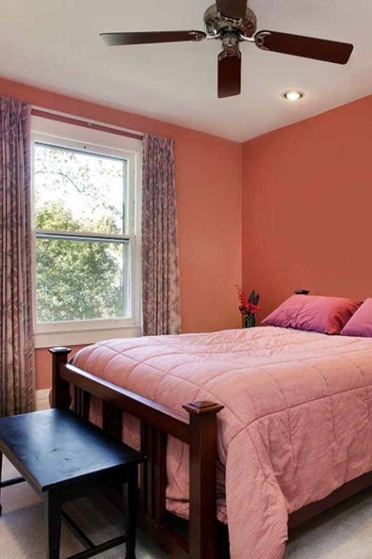 Peach and White Colour Combination for Bedroom Wall