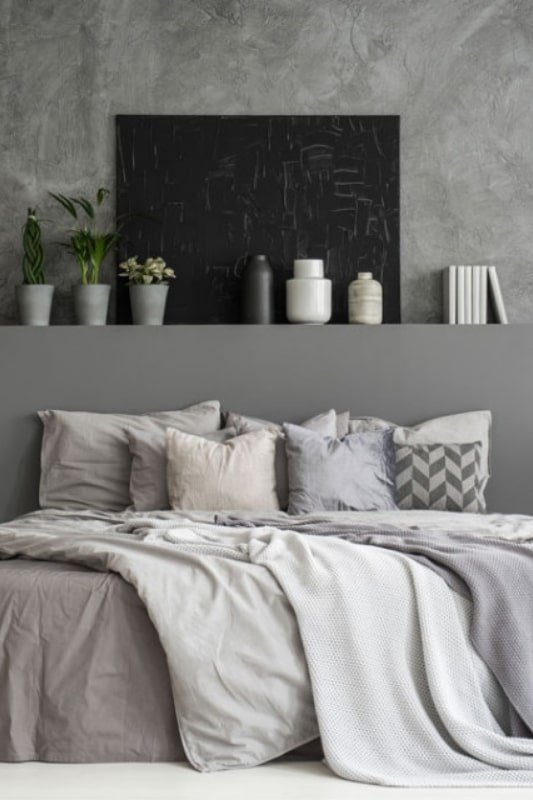 Varied Grey Scale Colour Combination for Bedroom Wall