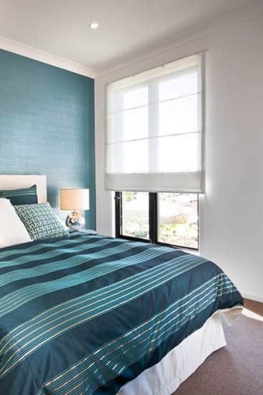 White and Blue Colour Combination for Bedroom Wall