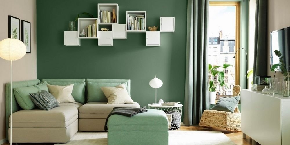 Grayish Off-White with Sage Green room